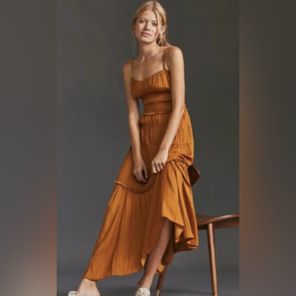 Anthropologie Ruched Satin Dress - Size 0 (runs large)